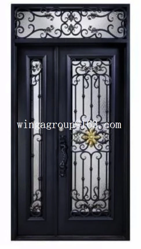 Square Top Wrought Iron Entry Door With Window